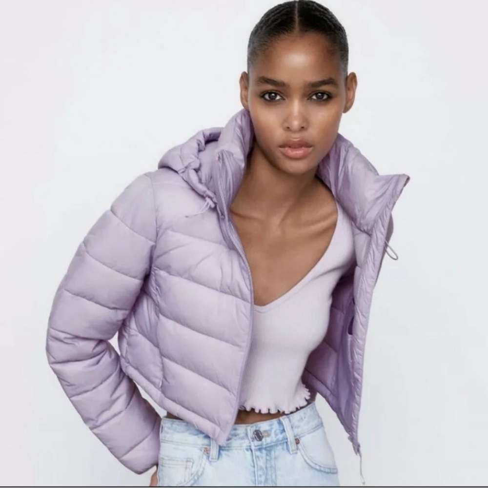 ZARA puff jacket in light purple